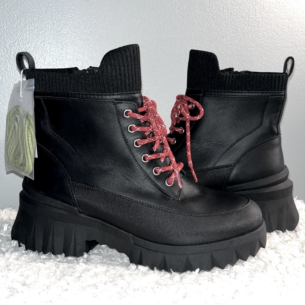 Nurture Rebalance 3M Water Resistant Leather Lug Sole Platform Boots - Picture 4 of 10